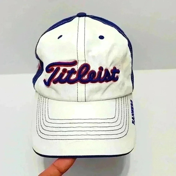 Titleist Mens MLB Texas Rangers Hat Wt/Blue One Size Baseball Cap Discoloration - Picture 1 of 7